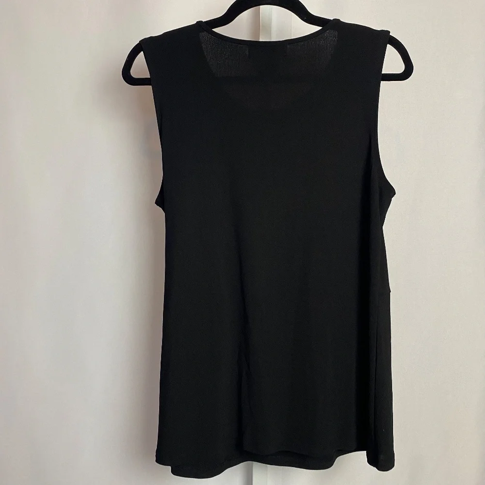 Diana Bell Womenʻs Black Sleeveless Evening Blouse w/ Tie at Waist Large